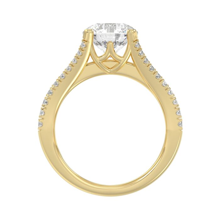 LADIES RING 3 1/2CT ROUND/PRINCESS DIAMOND 14K YELLOW GOLD (CENTER STONE ROUND DIAMOND 2CT ) - Image 3