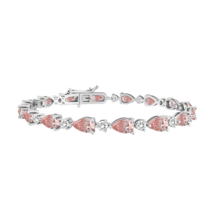 20909668_EC-113922WR-1214x1214.jpg ETERNAL BLUSH COLLECTION LADIES BRACELET 9 1/2CT ROUND/ PINK PEAR DIAMOND 14K WHITE/ROSE GOLD - Image 1