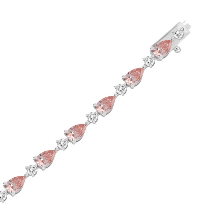 ETERNAL BLUSH COLLECTION LADIES BRACELET 9 1/2CT ROUND/ PINK PEAR DIAMOND 14K WHITE/ROSE GOLD - Image 2