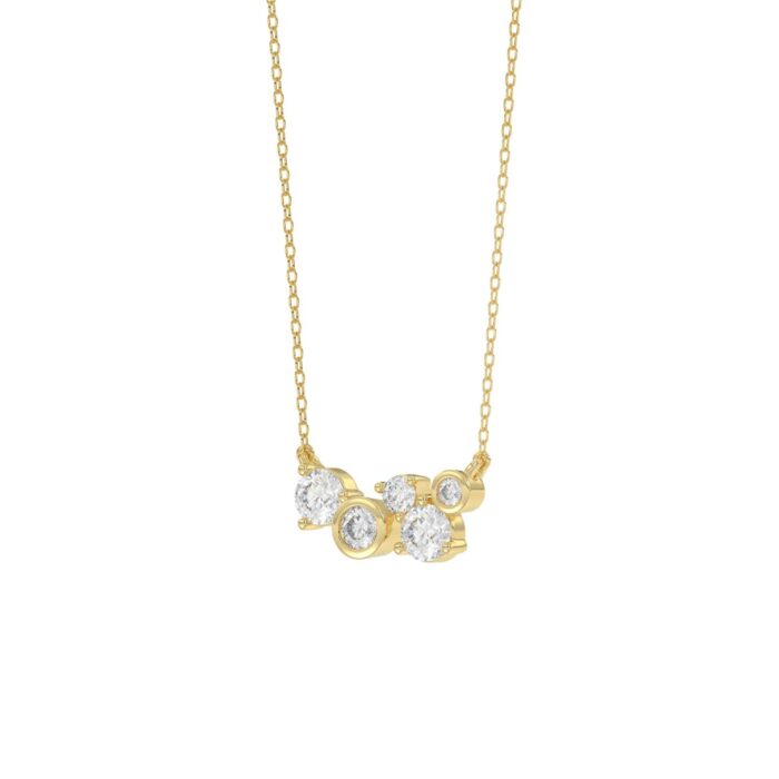 Elegant Ladies 10K Yellow Gold 1/2CT Round Lab Grown five stone Diamond Fancy Bezel set Necklace (Color F-G -Clarity VS1/VS2) - Image 3