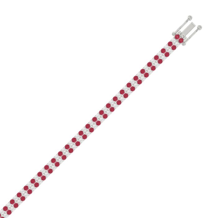 14K WHITE GOLD 5 3/4CT ROUND/RUBY ROUND DIAMOND LADIES BRACELET (RUBY ROUND DIAMOND 2 3/4CT) - Image 2