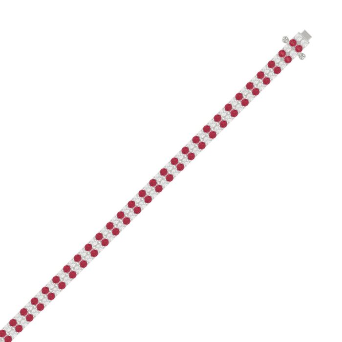 14K WHITE GOLD 5 3/4CT ROUND/RUBY ROUND DIAMOND LADIES BRACELET (RUBY ROUND DIAMOND 2 3/4CT) - Image 3