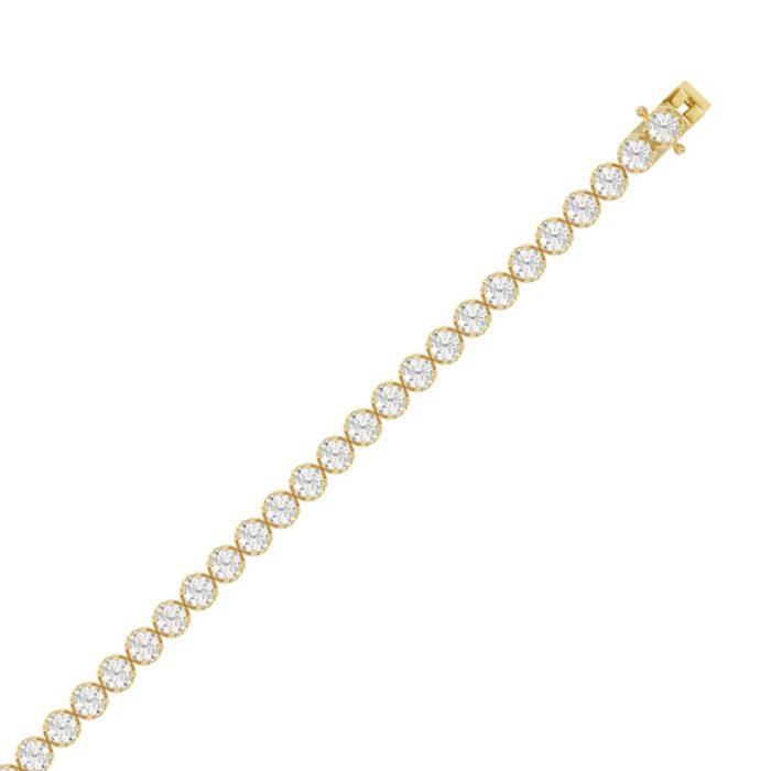 14K YELLOW GOLD 9.00CT ROUND DIAMOND LADIES BRACELET - Image 2