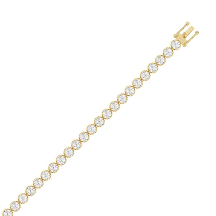 14K YELLOW GOLD 9.00CT ROUND DIAMOND LADIES BRACELET - Image 3
