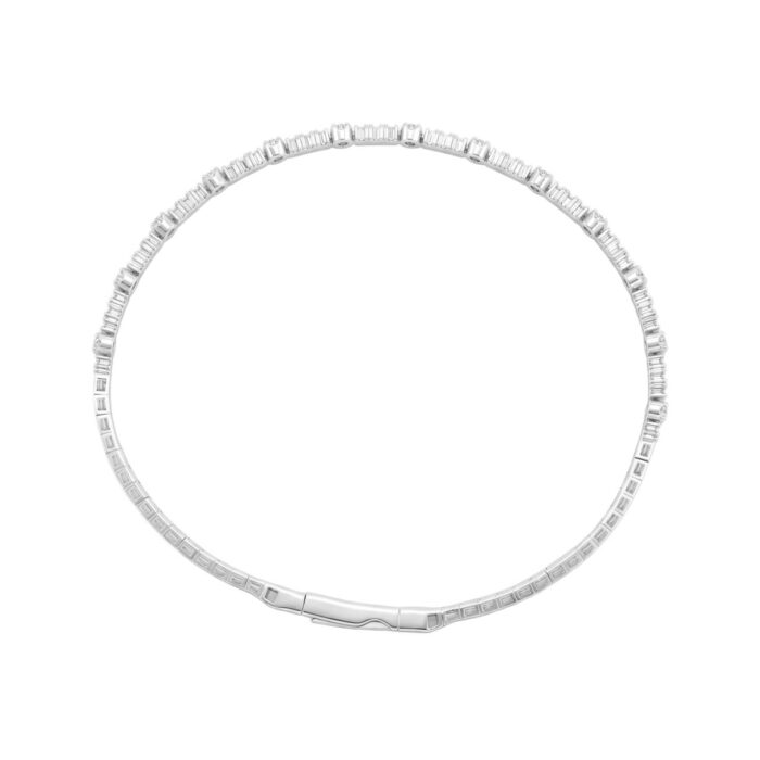 9K WHITE GOLD 1/5CT ROUND DIAMOND LADIES BANGLE - Image 2