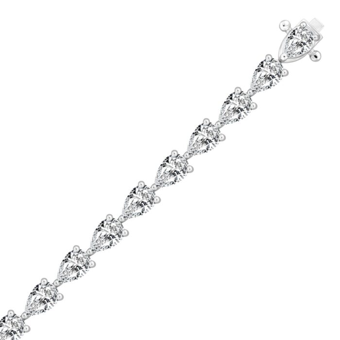 LADIES BRACELET 9CT PEAR DIAMOND 14K WHITE GOLD - Image 2