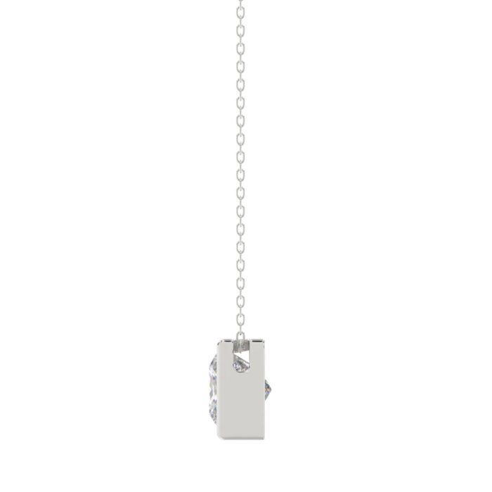 LADIES SOLITAIRE PENDANT 1CT PRINCESS DIAMOND 14K WHITE GOLD WITH CHAIN - Image 2