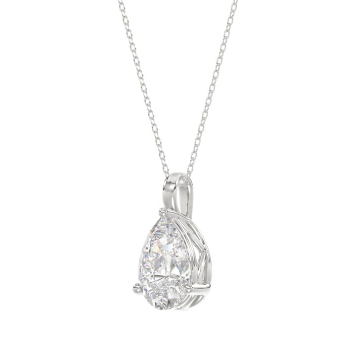 LADIES SOLITAIRE PENDANT 2 1/2CT PEAR DIAMOND 14K WHITE GOLD - Image 3