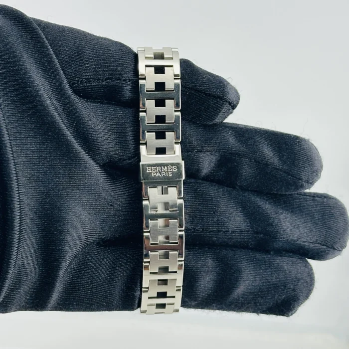 Hermes Clipper Salmon / Arabic Numerals Dial on Stainless Steel Bracelet Ref. CL4.210 with Papers 2001 - Image 3