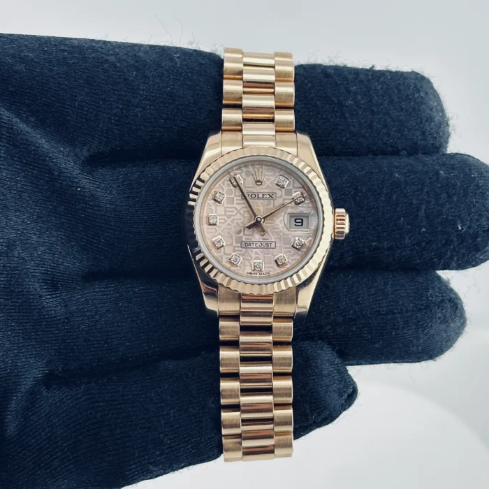 Rolex Datejust Lady President Pink Anniversary Diamond Factory Dial on President Bracelet Ref. 179175 with Card (Old Green) 2013 - Image 2