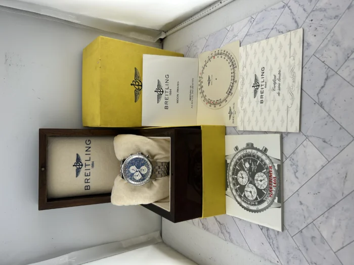 Breitling Navitimer Blue/silver Dial on 5 Row Links Ref. A19022 with Papers - Image 6