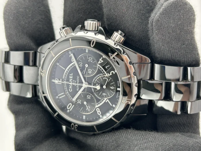 Chanel Ceramic Chronograph J12 Ceramic Automatic Black Dial on Deployment buckle Ceramic Ref. H0940 with Papers 2002 - Image 3