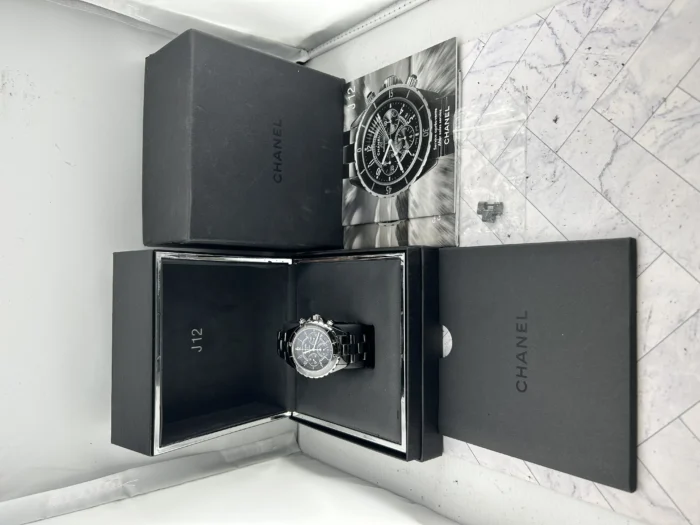 Chanel Ceramic Chronograph J12 Ceramic Automatic Black Dial on Deployment buckle Ceramic Ref. H0940 with Papers 2002 - Image 7