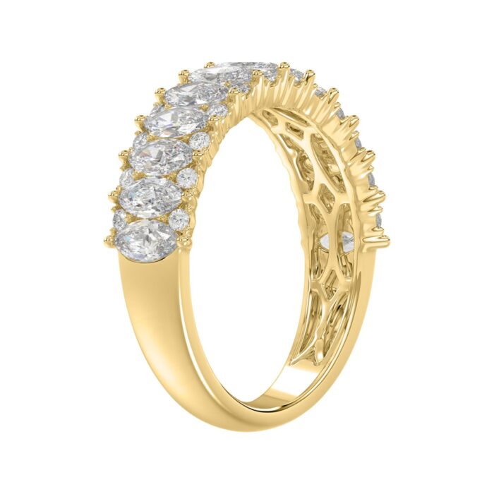 14K YELLOW GOLD 1 1/2CT ROUND/MARQUISE DIAMOND LADIES BAND - Image 3