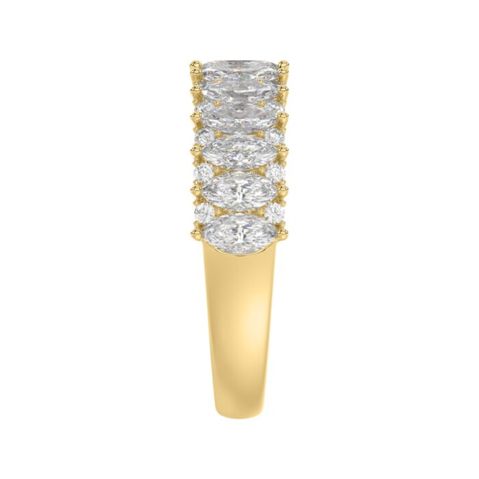 14K YELLOW GOLD 1 1/2CT ROUND/MARQUISE DIAMOND LADIES BAND - Image 4