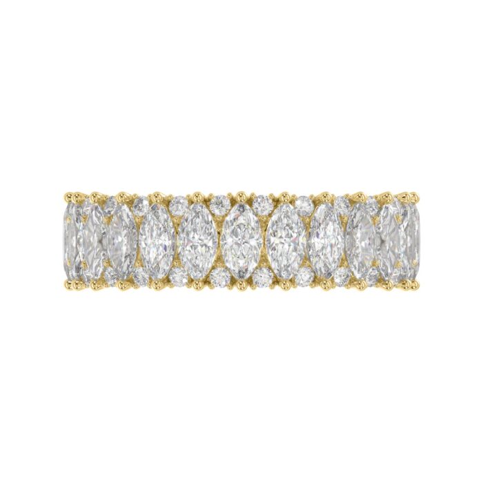 14K YELLOW GOLD 1 1/2CT ROUND/MARQUISE DIAMOND LADIES BAND - Image 5
