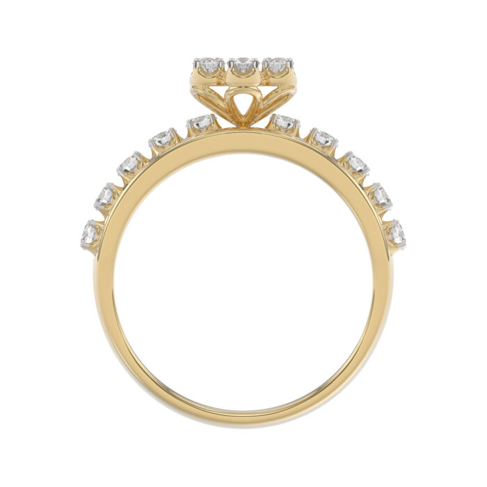 LADIES TRIO RING 1.30CT ROUND DIAMOND 10K YELLOW GOLD - Image 2