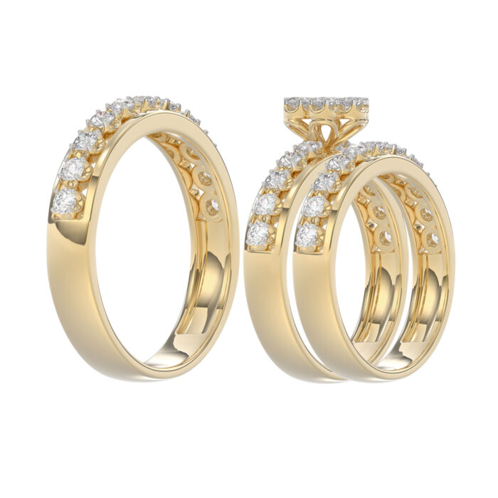LADIES TRIO RING 1.30CT ROUND DIAMOND 10K YELLOW GOLD - Image 4