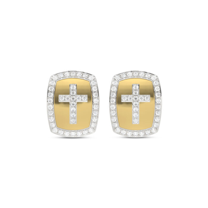 LADIES EARRINGS 0.25CT ROUND DIAMOND 10K YELLOW GOLD - Image 1