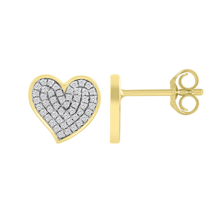 LADIES EARRINGS 0.20CT ROUND DIAMOND 10K YELLOW GOLD - Image 2