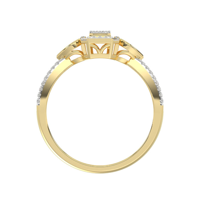Elegant 10K Yellow Gold Ladies Diamond Ring Featuring Modern Octagon Shape With Baguette And Round Diamond 0.20 Ct Perfect Gift For Her. - Image 2