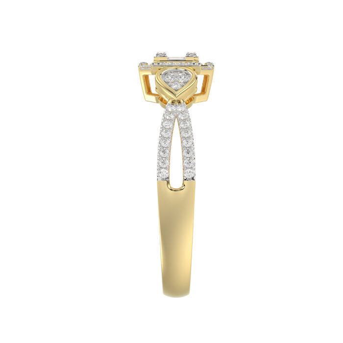 Elegant 10K Yellow Gold Ladies Diamond Ring Featuring Modern Octagon Shape With Baguette And Round Diamond 0.20 Ct Perfect Gift For Her. - Image 3