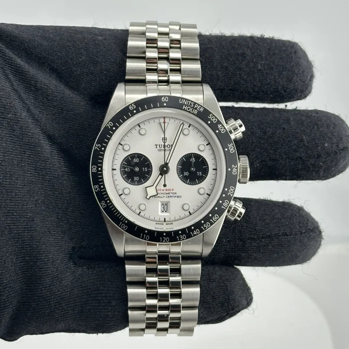 Tudor Black Bay Chrono Opaline Panda Dial Dial on Stainless Steel Bracelet Ref. M79360N-0002 with Papers 2021 - Image 2