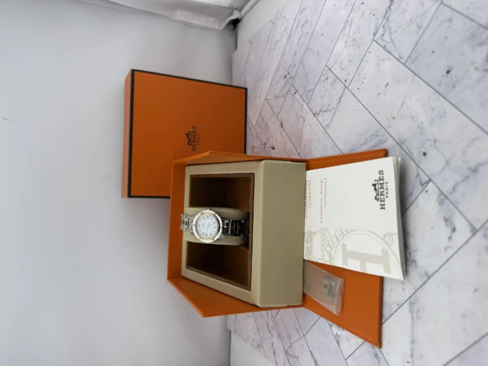 Hermes Clipper White Arabic Dial on 2-Tone Bracelet Ref. CL4.220 with Papers 2002 - Image 6