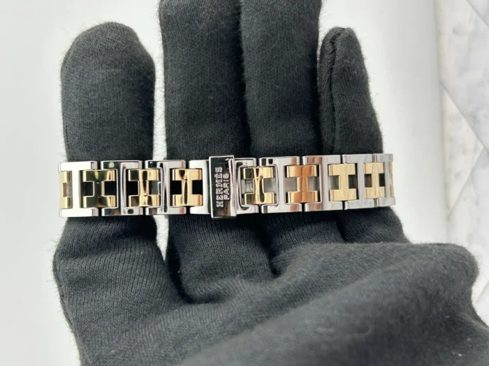 Hermes Clipper White Arabic Dial on 2-Tone Bracelet Ref. CL4.220 with Papers 2002 - Image 3