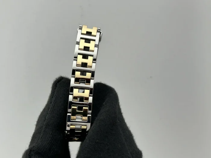 Hermes Clipper White Arabic Dial on 2-Tone Bracelet Ref. CL4.220 with Papers 2002 - Image 4