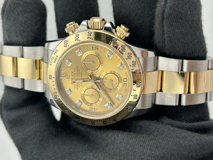 Rolex Daytona Champagne Diamond Dial on Oyster Ref. 116523 with Card (Old Green) 2014 - Image 2