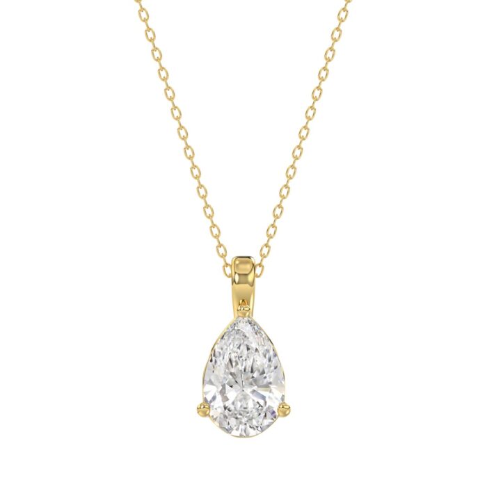 20913142_EC-101185Y-1214x1214.jpg LADIES SOLITAIRE PENDANT WITH CHAIN 2CT PEAR DIAMOND 14K YELLOW GOLD - Image 1