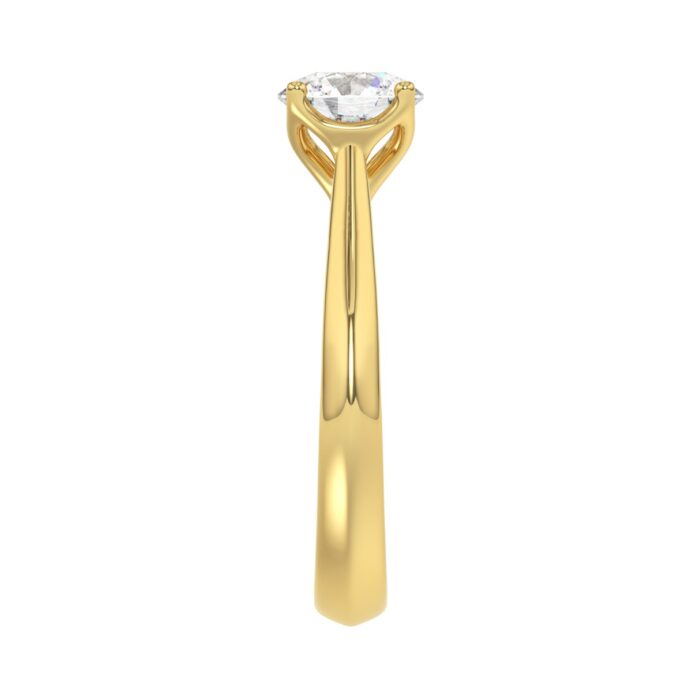 LADIES SOLITAIRE RING 1CT ROUND DIAMOND 14K YELLOW GOLD - Image 4