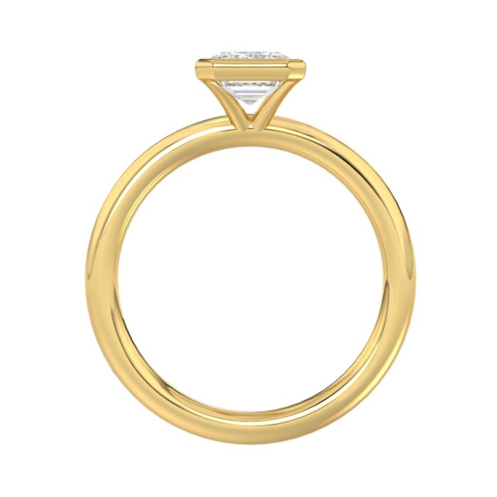 LADIES SOLITAIRE RING 2CT EMERALD DIAMOND 14K YELLOW GOLD (CENTER STONE EMERALD DIAMOND 2CT ) - Image 2