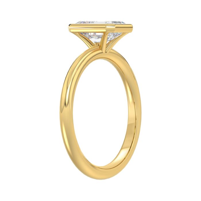 LADIES SOLITAIRE RING 2CT EMERALD DIAMOND 14K YELLOW GOLD (CENTER STONE EMERALD DIAMOND 2CT ) - Image 3