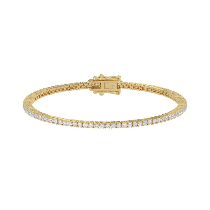 14K Yellow Gold 2.00CT Round Diamond Four-Prong Tennis Bracelet For Women Classic Diamond Bracelet - Image 1