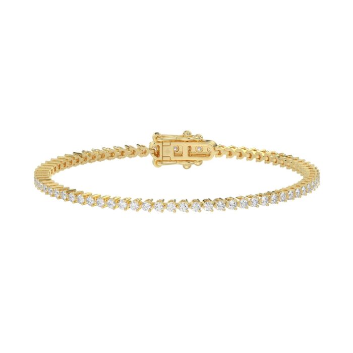 20913225_EC-156874Y-1214x1214.jpg 14K Yellow Gold 2.00CT Round Diamond Three-Prong Tennis Bracelet For Women Classic Diamond Bracelet - Image 1