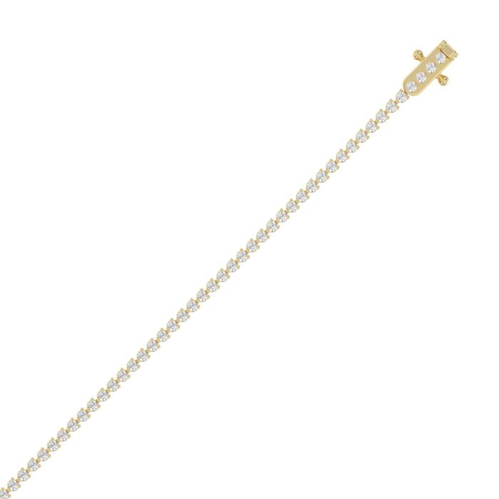 14K Yellow Gold 2.00CT Round Diamond Three-Prong Tennis Bracelet For Women Classic Diamond Bracelet - Image 2