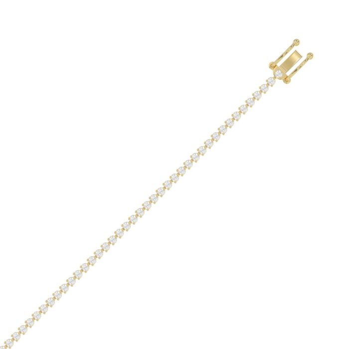 14K Yellow Gold 2.00CT Round Diamond Three-Prong Tennis Bracelet For Women Classic Diamond Bracelet - Image 3