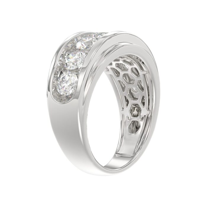Elegant 14K White Gold 3.00Ct Men's Round Cut Lab Grown Diamond Band - Image 3