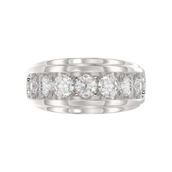 Elegant 14K White Gold 3.00Ct Men's Round Cut Lab Grown Diamond Band - Image 5