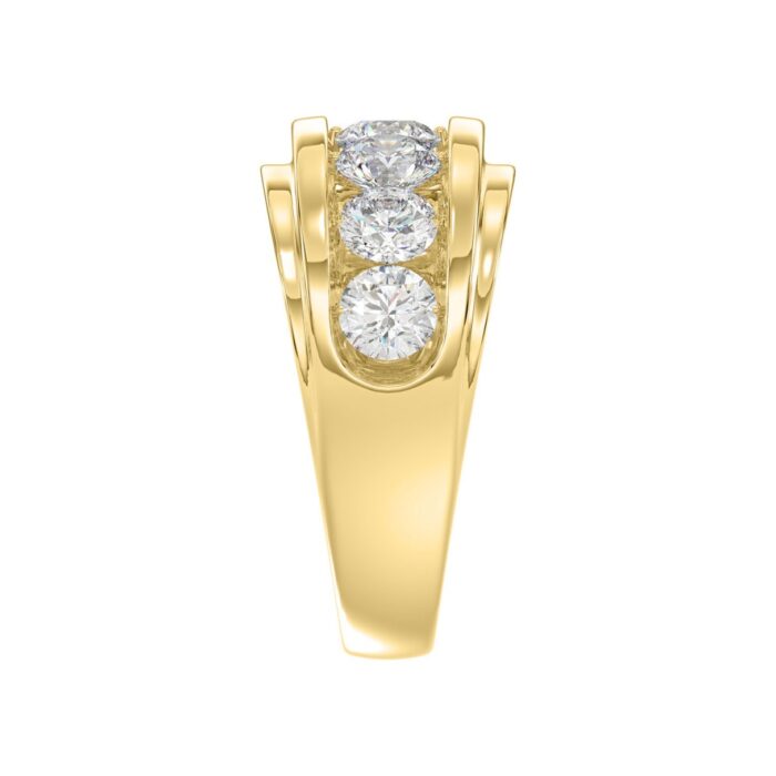 Elegant 14K Yellow Gold 3.00Ct Men's Round Cut Lab Grown Diamond Band - Image 4