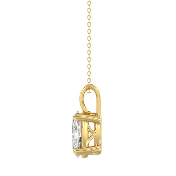 LADIES SOLITAIRE PENDANT 3CT OVAL DIAMOND 14K YELLOW GOLD - Image 2