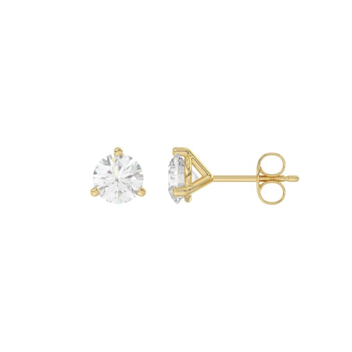 14K Yellow Gold 1.00CT Round Diamond Solitaire Earrings For Women Classic Diamond Stud Earrings - Image 2