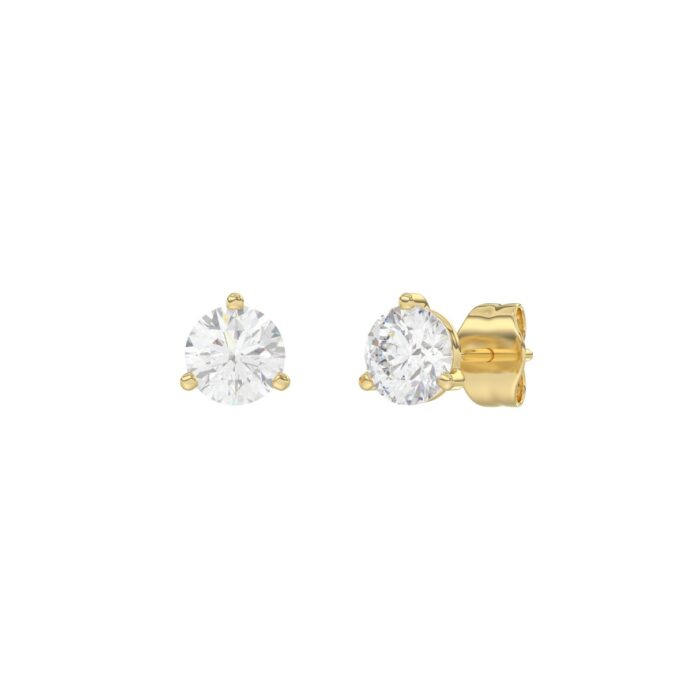 14K Yellow Gold 1.00CT Round Diamond Solitaire Earrings For Women Classic Diamond Stud Earrings - Image 3