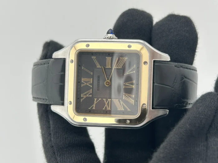 Cartier Santos Dumont Large Gray Dial on Leather Strap Ref. W2SA0028 with Card 2023 - Image 2