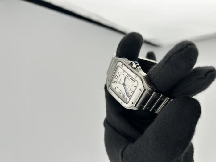 Cartier Santos Silver Roman Dial on Stainless Steel Bracelet Ref. 4075/WSSA0010 with Card - Image 3