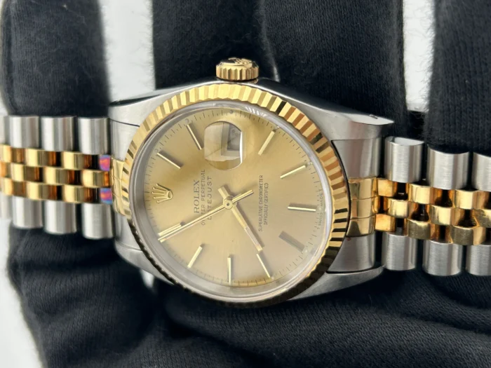Rolex Datejust Champagne Stick Dial on D-Link Jubilee Ref. 16233 with Papers 1994 - Image 3