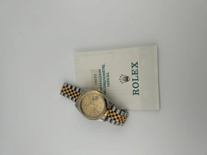 Rolex Datejust Champagne Stick Dial on D-Link Jubilee Ref. 16233 with Papers 1994 - Image 7