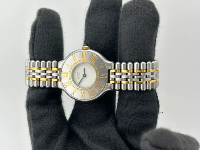 Cartier Montres 21 Must de Cartier Silver Dial on Stainless Steel & Yellow Gold Ref. 1340 with Papers 1988 - Image 1